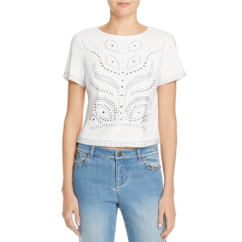 Alice + Olivia Silver Studded Top size 8
